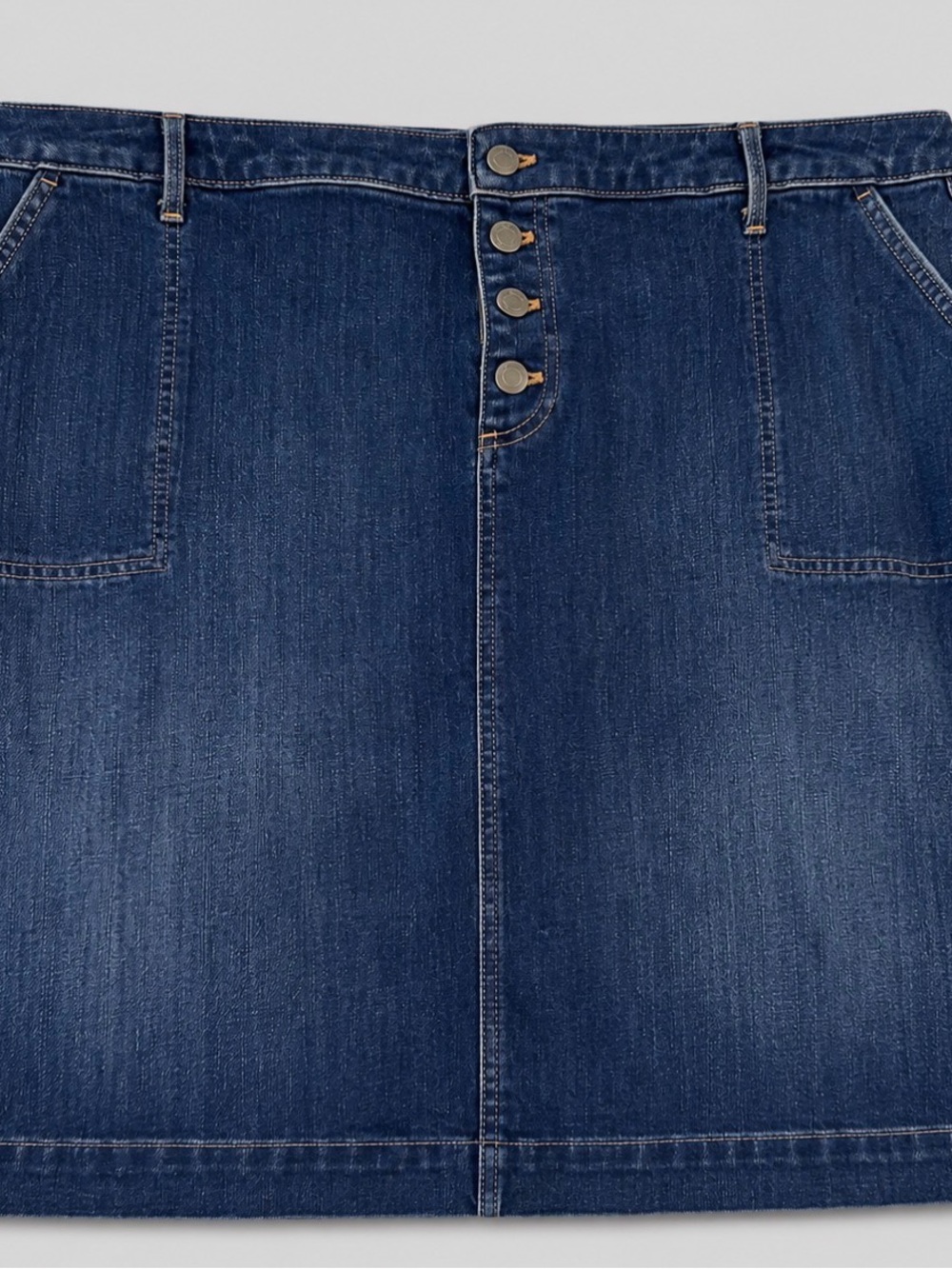 Talbots Dark Blue Denim A-Line Skirt with Front Buttons